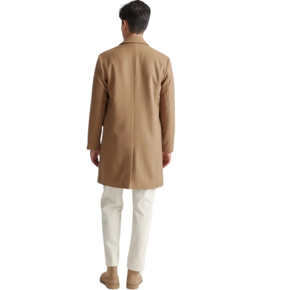 NWT QUINCE Italian Wool Overcoat Double-Breasted Dark Camel Tan Men’s Small - Picture 5 of 16